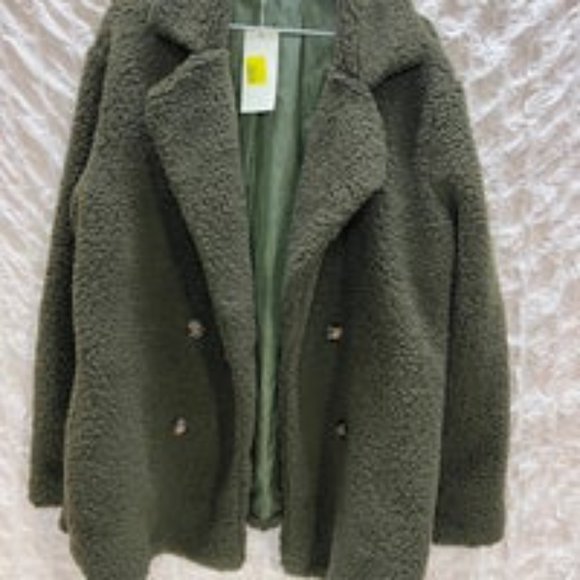 Cinnie Green Plush Pocket Notch-Lapel Button-Up Jacket (4XL) NWT - Picture 2 of 4